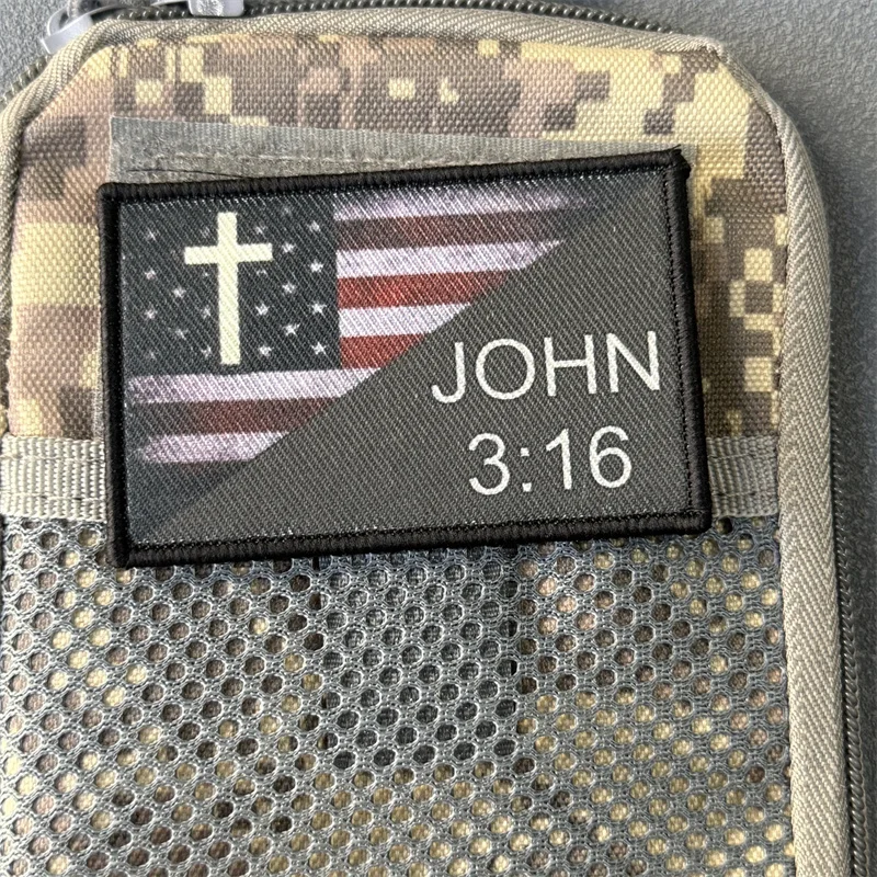Parche táctico "JOHN 3:16", insignia de moral militar, impresión de gancho y bucle, mochila, accesorios de decoración de ropa, pegatinas, brazalete - imagen 4