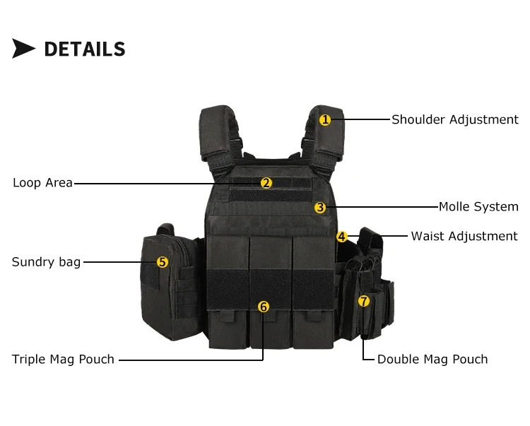 YAKEDA JPC Chaleco táctico de combate MOLLE Tactico Plate Carrier Chaleco táctico - imagen 4