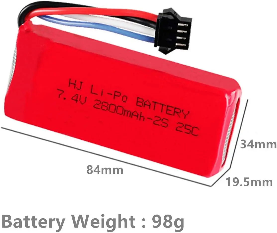 Batería li-po recargable con enchufe de SM-4P, cargador para UDI902 UDI 002 HuanQi 7,4 2800, barco de juguete RC de velocidad rápida, 25C, 961 V, 962 mAh - imagen 2