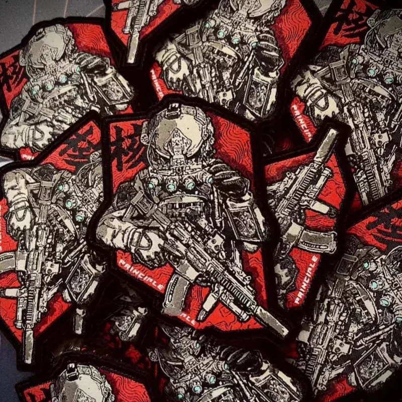 Parche de soldado ciber con gancho y bucle, dispositivo de visión nocturna, insignia de moral, brazalete bordado, parches militares, pegatinas tácticas para mochila - imagen 3