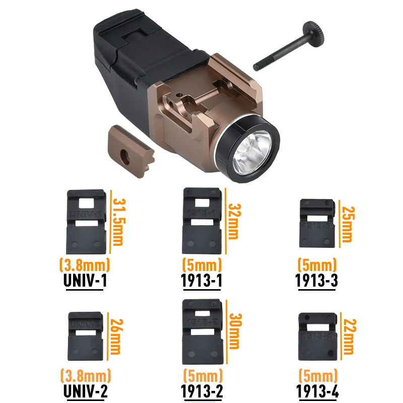 WADSN Linterna TR-7 X Luz de arma táctica compacta de 500 lúmenes, incluye interruptores de paleta alta y baja y kit de llaves Accesorios negros - imagen 5