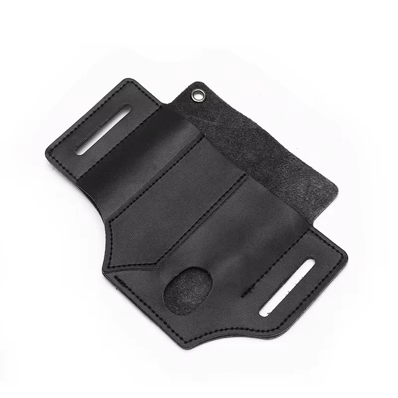 Herramienta EDC de cuero para exteriores, funda para cuchillo, bolsillos, soporte multiherramientas, organizador esencial, bolsa para cinturón, bolsillo para caza, linterna portátil - imagen 2