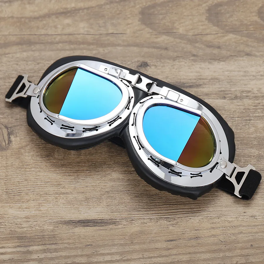 JSJM 2024 gafas Retro para motocicleta, gafas clásicas Vintage para Moto Harley Pilot Steampunk ATV, casco de cobre para bicicleta - imagen 5