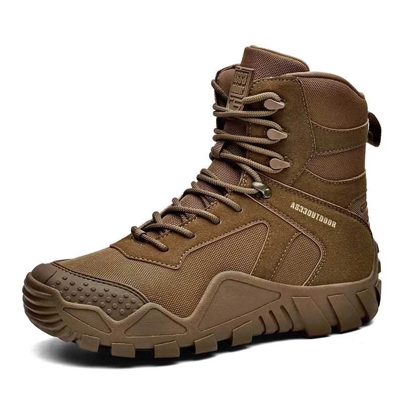 HIKEUP-Botas de invierno para hombre, zapatos deportivos militares de combate, botas de cuero cálidas para senderismo al aire libre - imagen 5