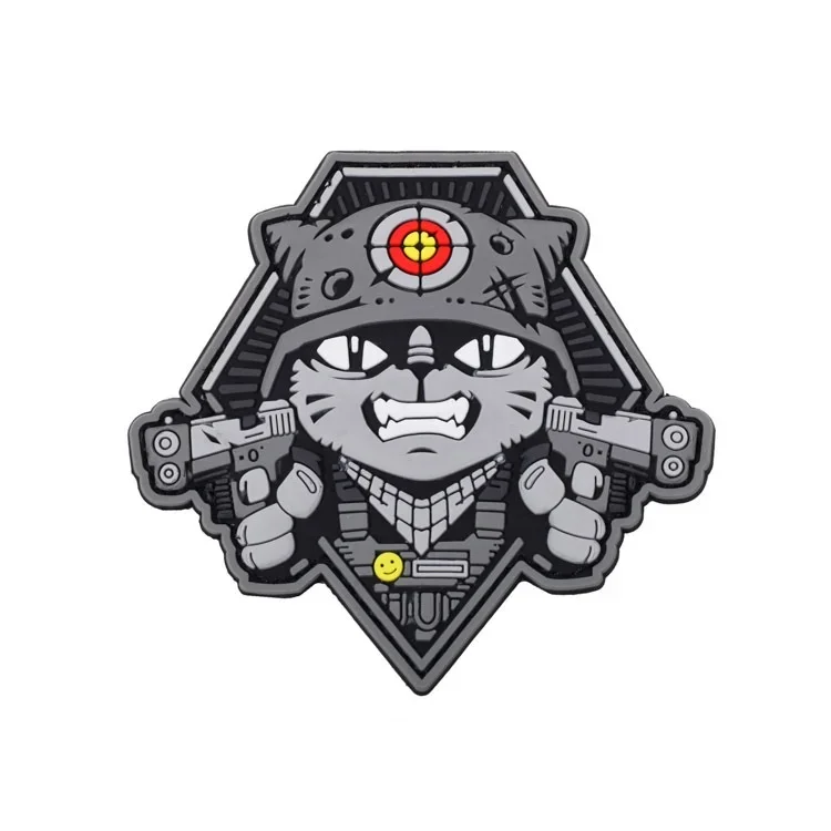 Parche de gato de PVC en la ropa, insignia de moral, Fitness, Escuadrón de hipopótamo, parches tácticos militares, equipo al aire libre, pegatinas de gancho y bucle - imagen 4