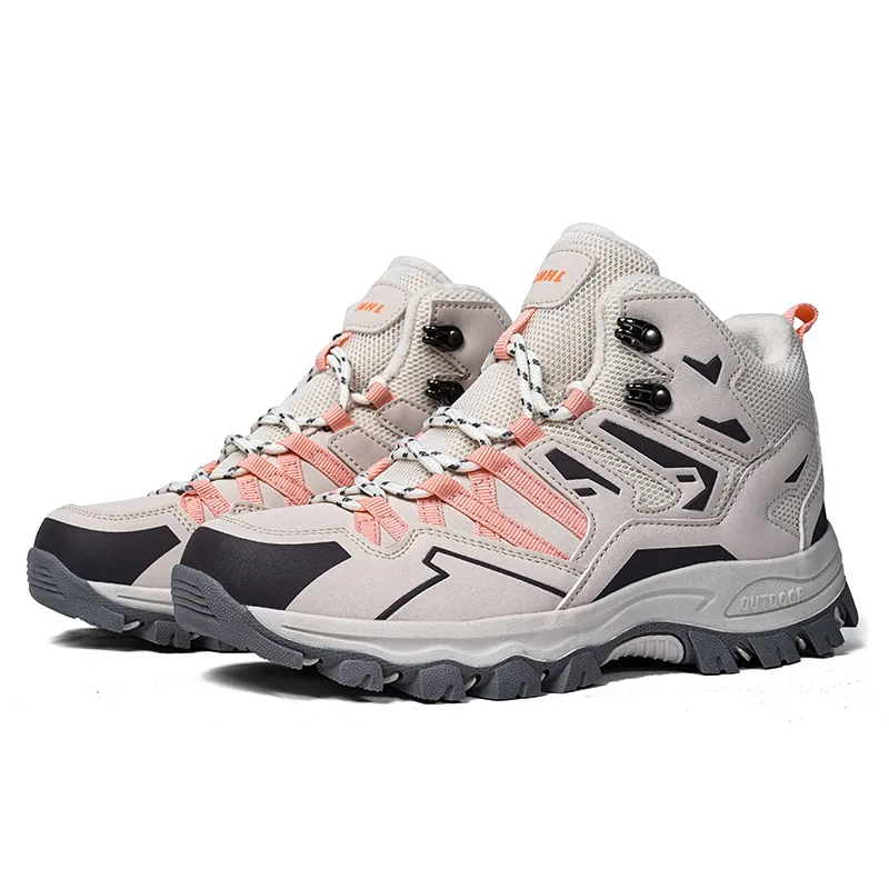 HIKEUP Botas de senderismo impermeables para mujer Botas de nieve con aislamiento alto de invierno para clima frío, zapatos de trekking cálidos antideslizantes - imagen 5