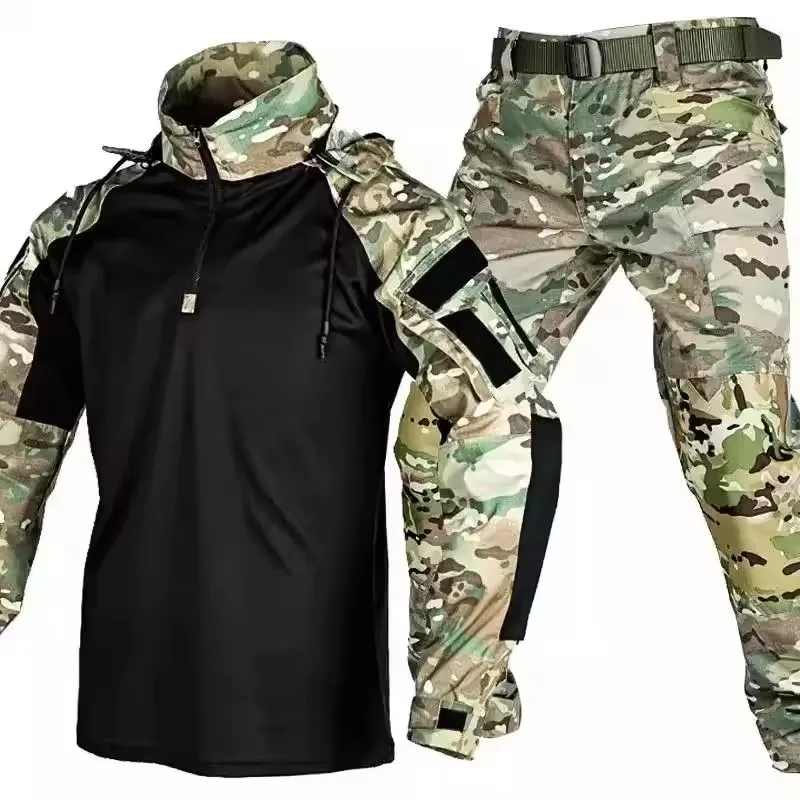 Uniforme para exteriores, trajes tácticos, camiseta resistente al desgaste, pantalones con capucha, ropa para hombre, camisas de combate, ropa de caza de Paintball Airsoft