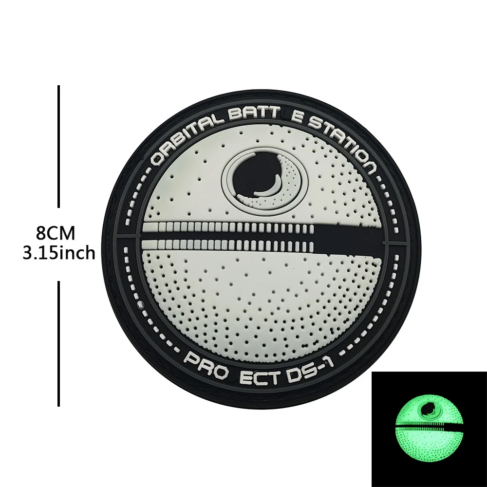 Insignia de Velcro luminosa de goma suave 3D, paquete al aire libre, pegatina de moral para estación de combate orbital de la Fuerza Espacial, redonda, 8x8cm - imagen 4