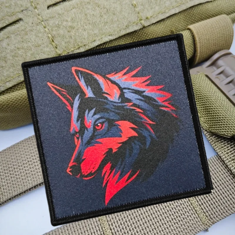 Parche con estampado militar "lobo", chaleco táctico, insignia de moral con gancho y bucle, pegatina decorativa para mochila, parches para brazalete para ropa - imagen 4
