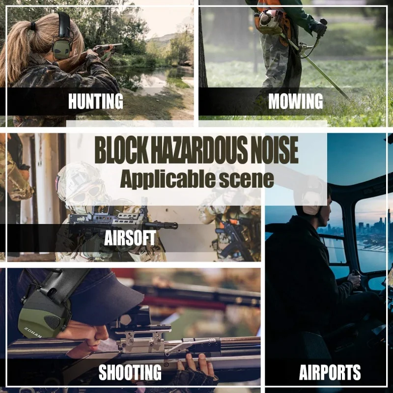 ZOHAN-orejeras electrónicas tácticas para tiro, con diadema, caza, reducción de ruido, protectores auditivos, cubierta para auriculares - imagen 5