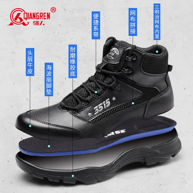 Zapatos de senderismo de cuero de vaca, botas de caza transpirables para hombre, botas tácticas de combate en el desierto, zapatillas de deporte de cuero para trekking para hombre, botines para mujer - imagen 5