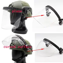 Riot casco: Soporte de riel táctico abatible y lente transparente