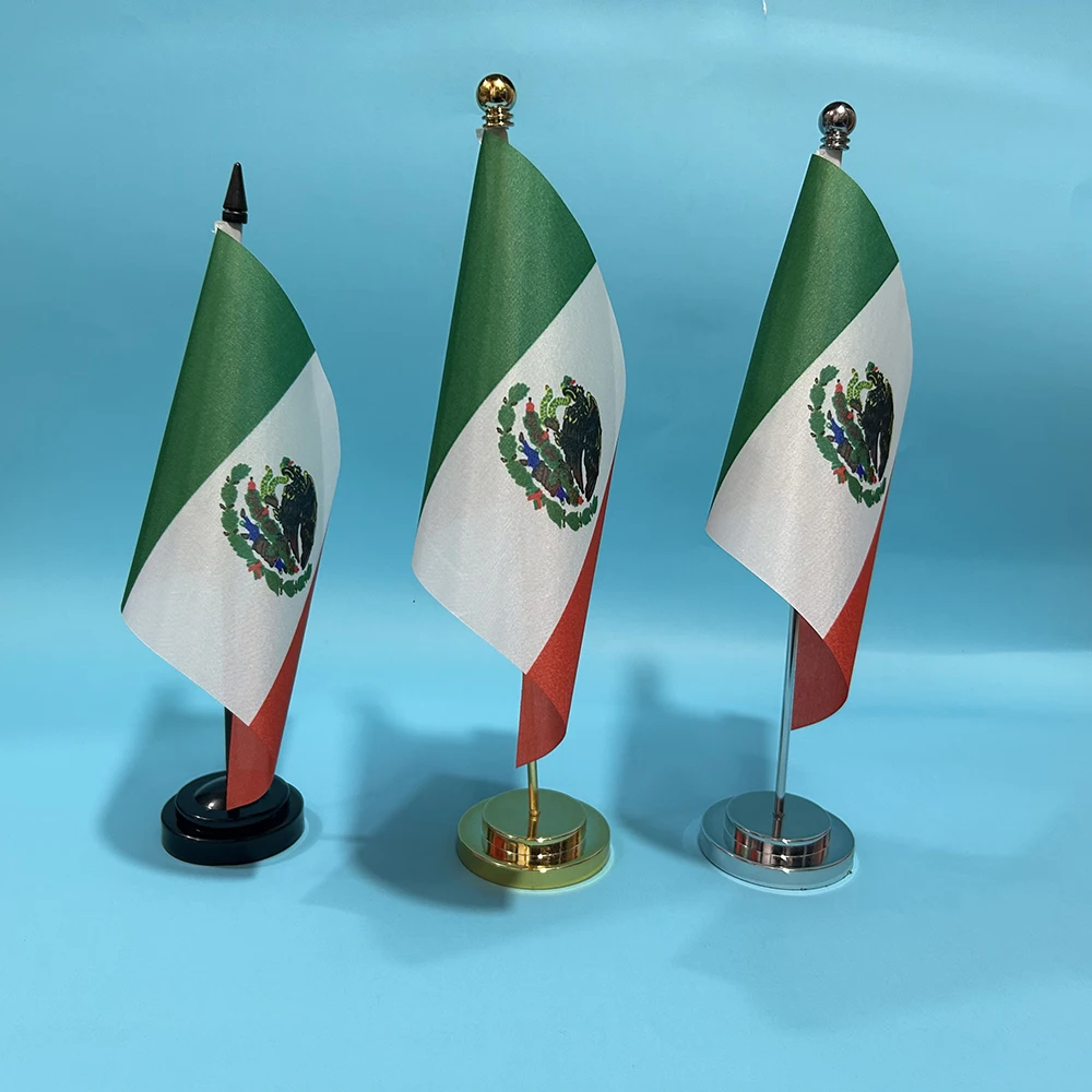 BANDERA DE SKY Bandera de escritorio de oficina Bandera de México 14x21 cm bandera de poliéster de México Bandera nacional Banner de país Adornos de escritorio Banderas