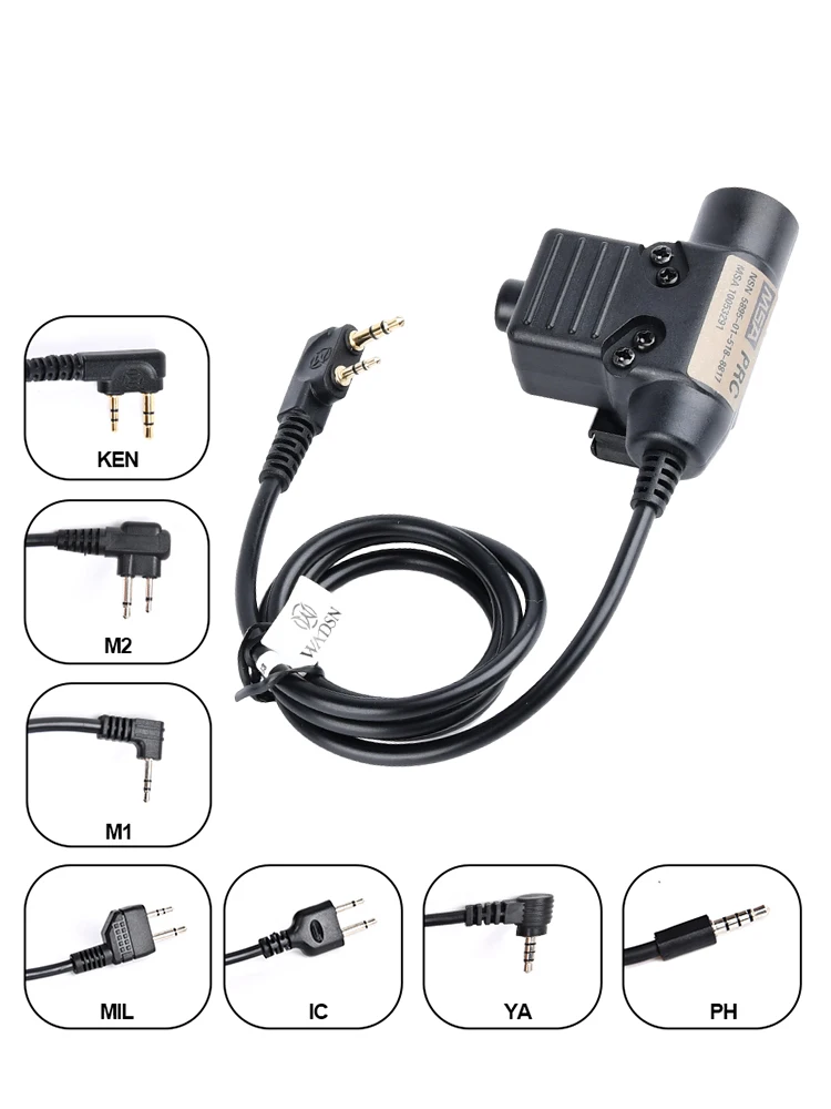 WADSN táctico militar U94 PTT 7,0 enchufe adaptador de auriculares para COMTAC Earmor Baofeng Kenwood Walkie Talkie Radio Motorola Midland - imagen 5