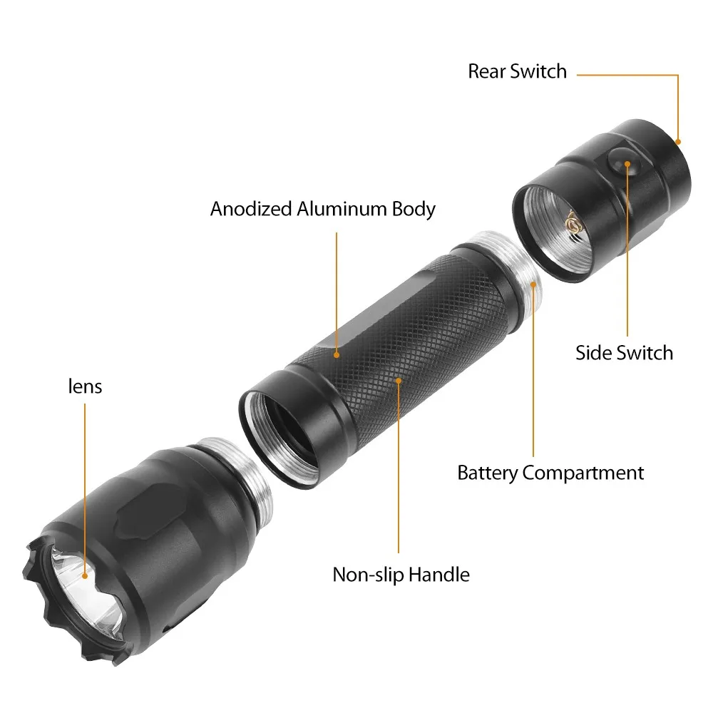 Linterna táctica LED recargable con interruptor de presión para airsoft - imagen 3