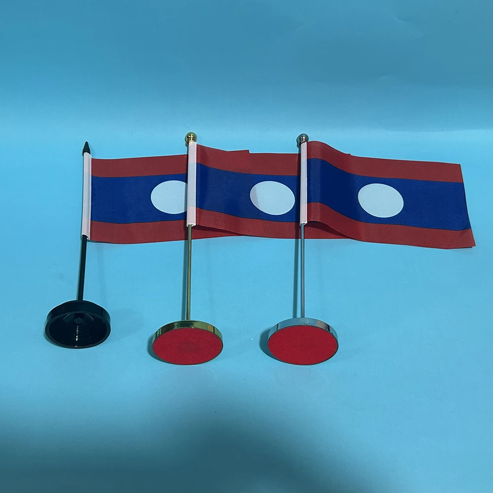 Bandera de escritorio de oficina SKY FLAG, bandera de Laos de 14x21cm, bandera de Laos de poliéster, bandera nacional, bandera de país, adornos de escritorio, banderas - imagen 2