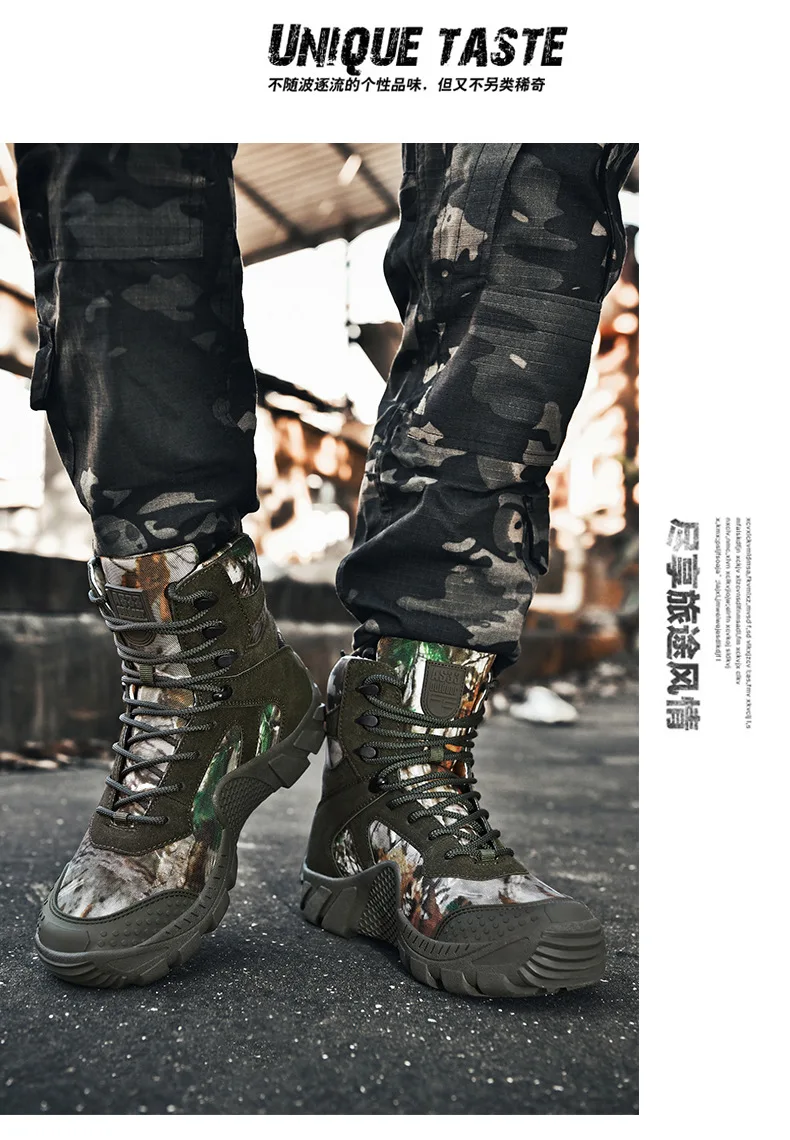 Zapatos de caza de camuflaje de árbol, botas altas ligeras y transpirables resistentes a los arañazos, antisalpicaduras, agua, montaña, desierto, senderismo - imagen 5