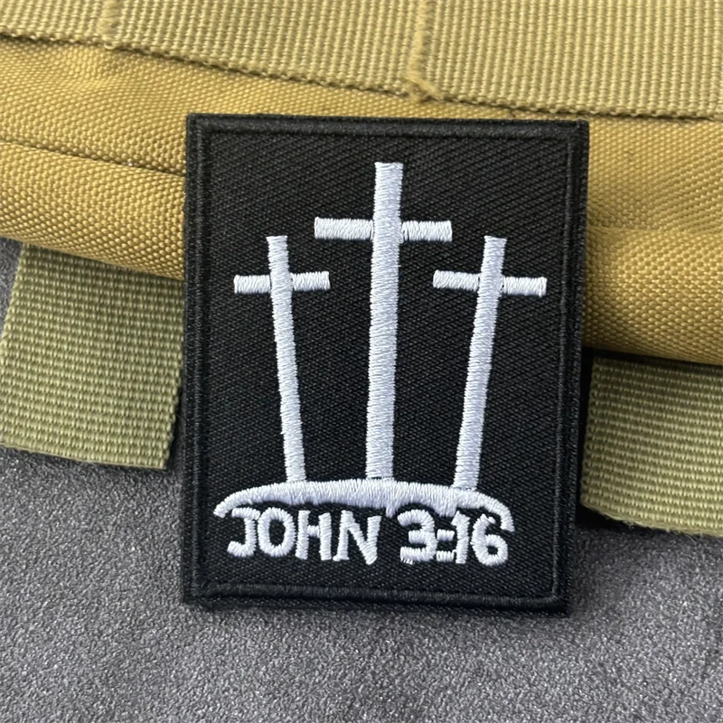 Parche bordado militar "JOHN 3:16" para ropa, insignia de moral, parches tácticos con gancho, pegatina para mochila, brazalete - imagen 4