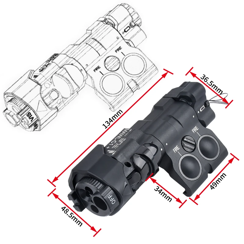 MAWL-C1 de nailon táctico, luz de relleno IR de punto rojo, verde y azul, MAWL, linterna de caza de función completa, luz LED estroboscópica blanca - imagen 5