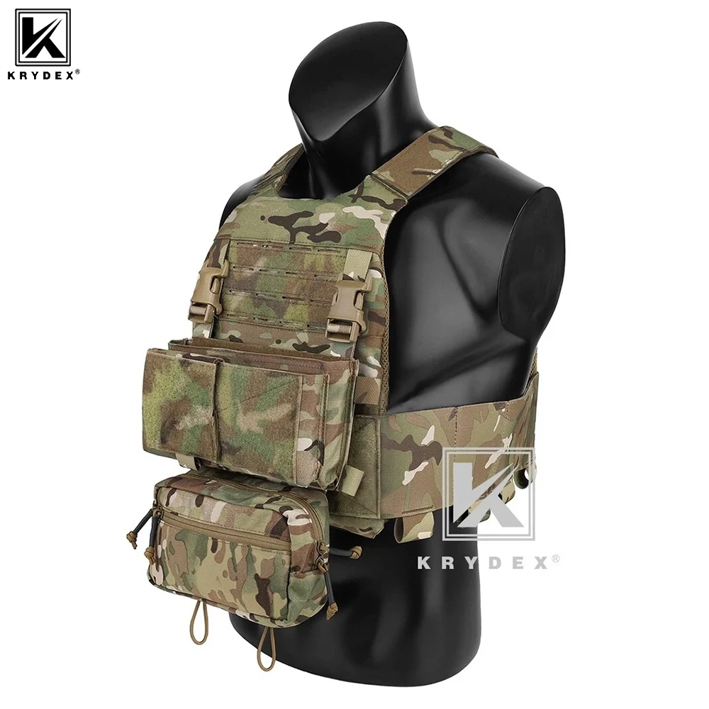 KRYDEX-Chaleco táctico de combate para exteriores, portador de placa elástico con faja, Micro Fight MK3, chasis, bolsa de caída, equipo de caza