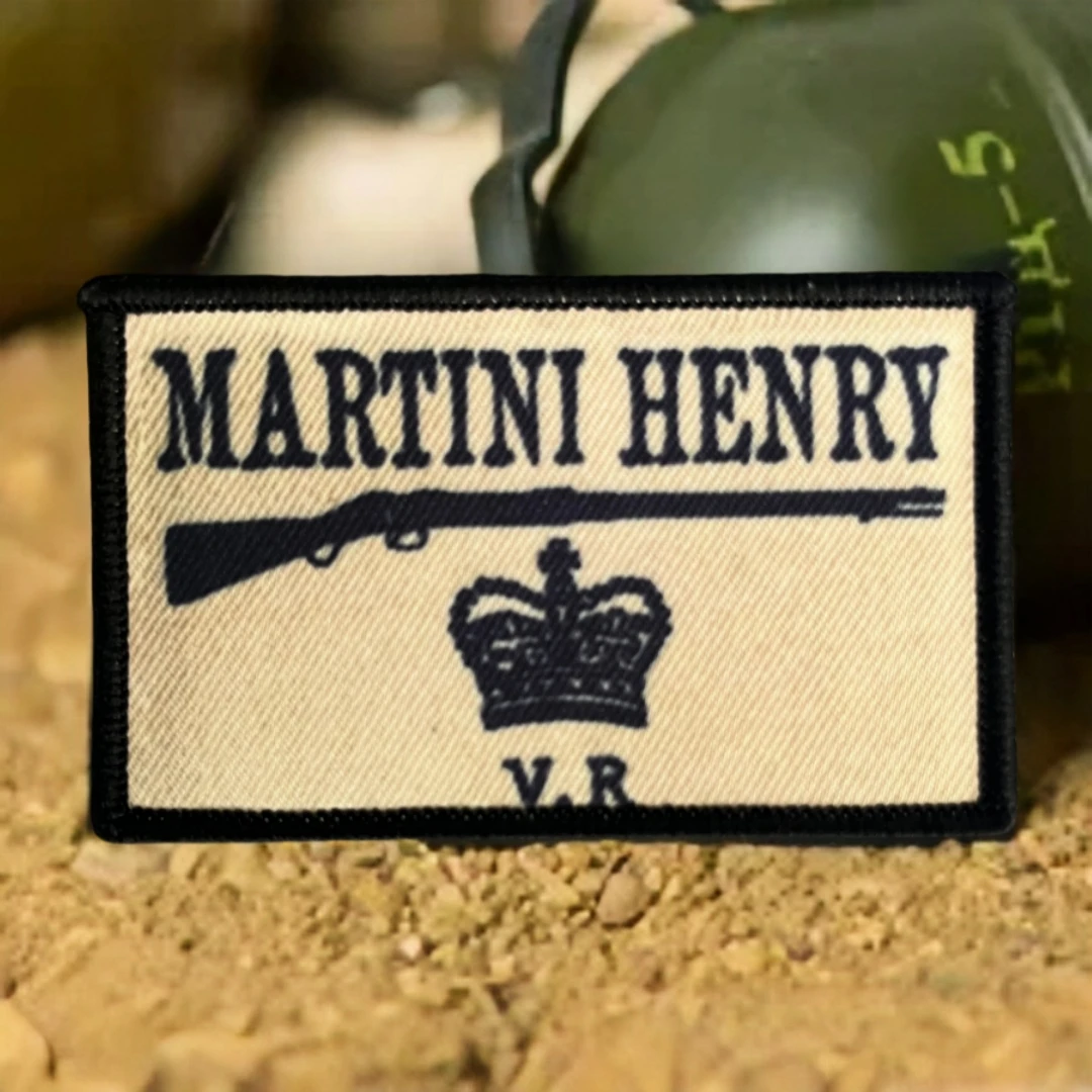 Parche táctico Martini Henry Morale, brazalete del ejército militar, parches de gancho y bucle impresos para ropa, pegatina para mochila