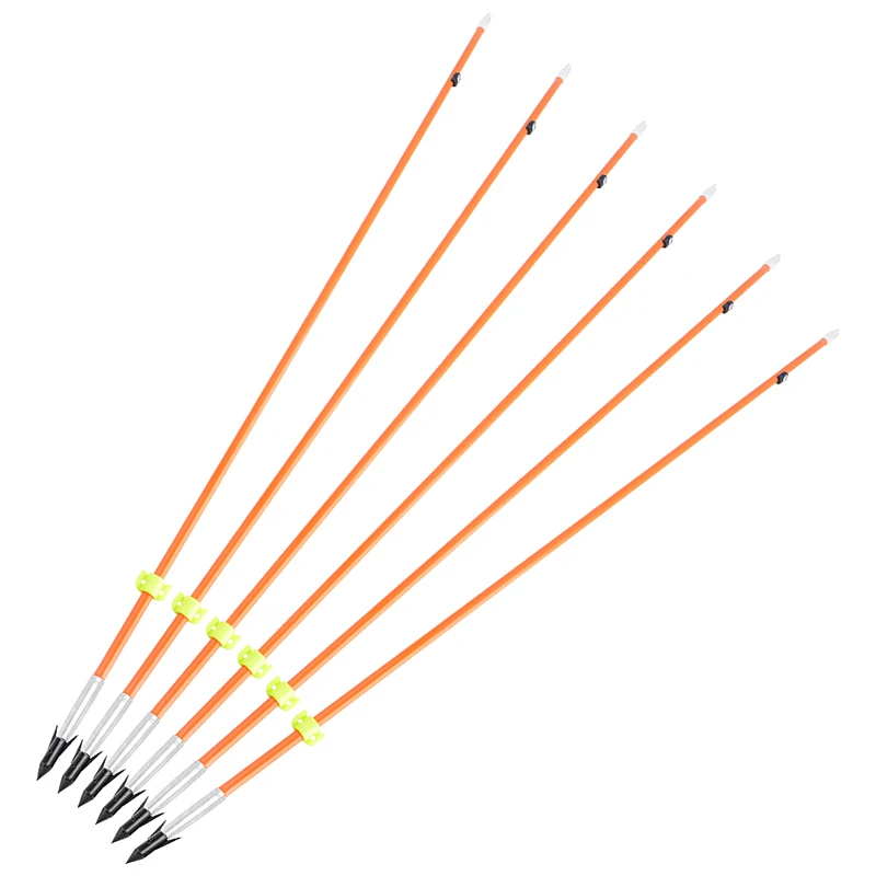 Flecha de pesca con arco OD 7,8mm, toboganes de seguridad con punta de flecha para caza, flecha de fibra de vidrio sólida, arco recurvo compuesto, pesca y caza, 6/12 Uds. - imagen 3