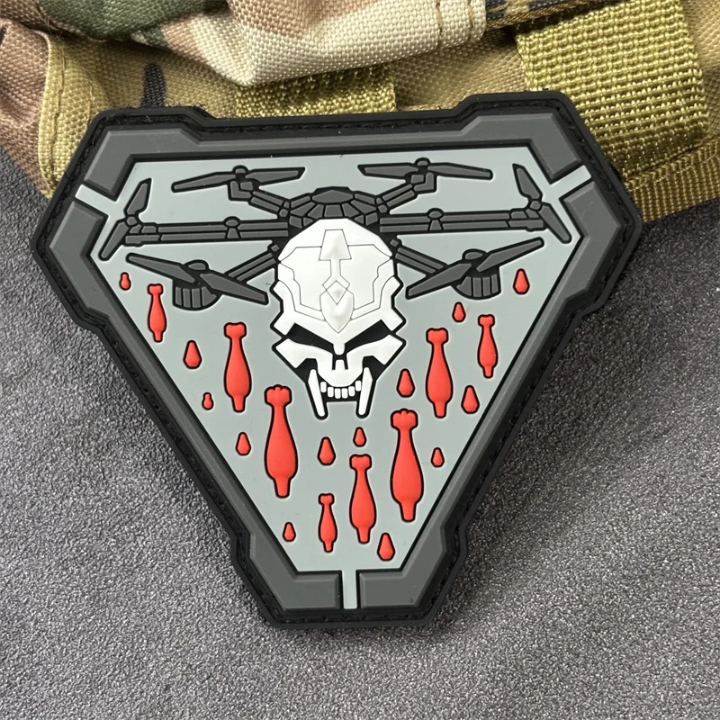 Parche militar de PVC 3D "Droneskeleton Missile", insignia de moral táctica, parches con gancho, pegatinas para mochila, brazalete