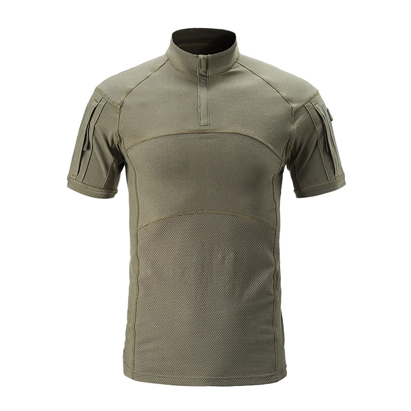 Camiseta de algodón de cuatro generaciones para hombre, Top de manga corta de camuflaje, Pantalón elástico Delgado, traje de entrenamiento militar de rana, Verano - imagen 4