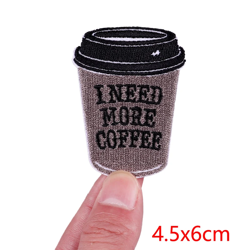 Parche bordado de taza de café con dibujos animados, parches para planchar para ropa, parches bordados con letras DIY para coser ropa, apliques para planchar - imagen 4