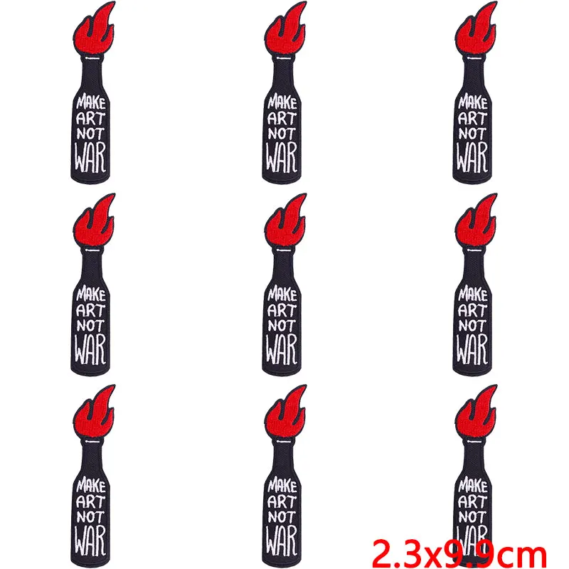 Parche bordado Punk para ropa, parches termoadhesivos, insignias Hippie, apliques de rayas, 10 Uds./lote - imagen 2