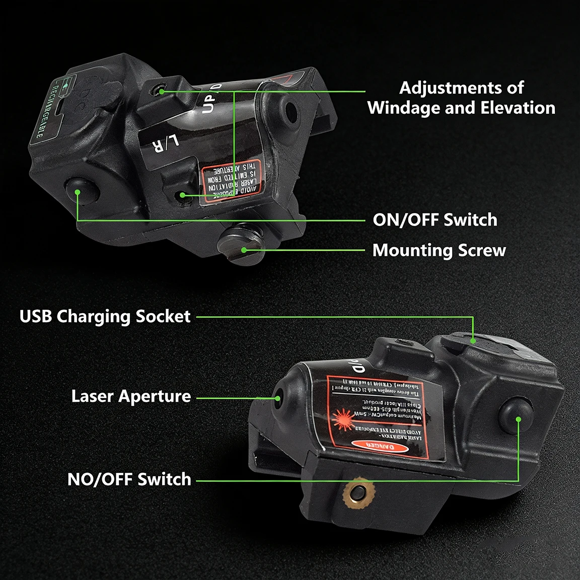 Mira láser para Glock Taurus G2C G3 USB recargable TORO Pistola verde azul rojo láser alcance Pistola para PT111 1911 Beretta PX4 - imagen 4