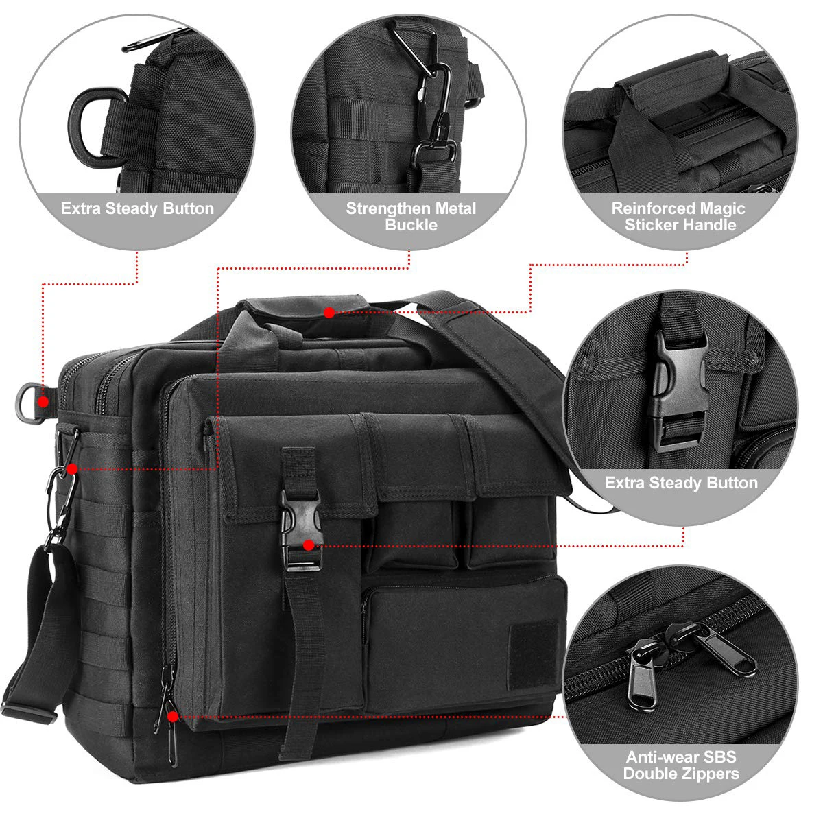 Maletín militar de 15 pulgadas para hombre, bandolera táctica para ordenador portátil, bolso de hombro multifunción para exteriores - imagen 5