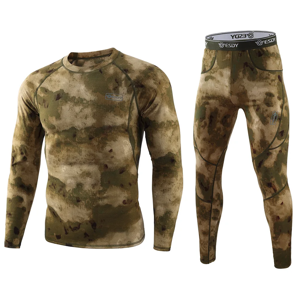 Ropa interior deportiva de camuflaje al aire libre para hombres, ropa interior térmica elástica suave y transpirable para entrenamiento físico - imagen 2