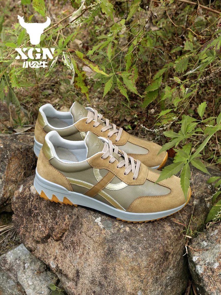 XGN zapatos de senderismo de piel de vaca, botas de caza cómodas para hombre, zapatos antideslizantes para correr, botines para mujer, zapatillas de deporte informales para senderismo - imagen 3