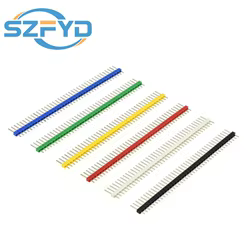 10 unids/lote 40Pin 1x40 colorido de una sola fila macho 2,54 MM conector de pines rompibles tira Pin para Kit Diy