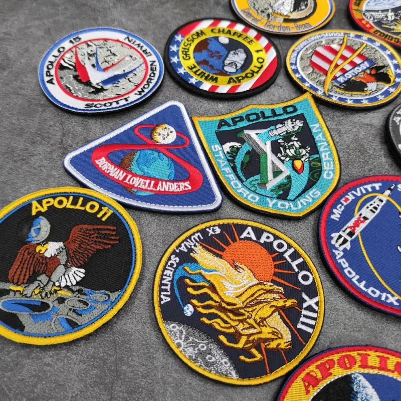 Insignia de la serie espacial Apolo con personalidad, parche de chaqueta bordado en 3D, paquete de brazalete, parches adhesivos para ropa - imagen 3