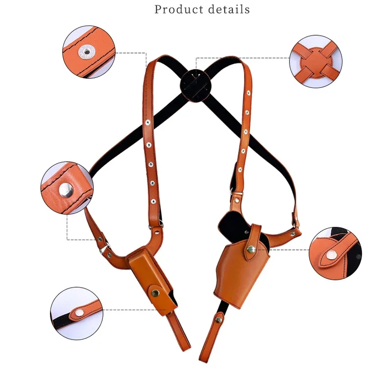 Bolsa para pistola de escenario de película y televisión, moldeado táctico tipo 92 1911, equipo, revistas, hombros, axila, traje, funda de cuero de vaca, regalo - imagen 4