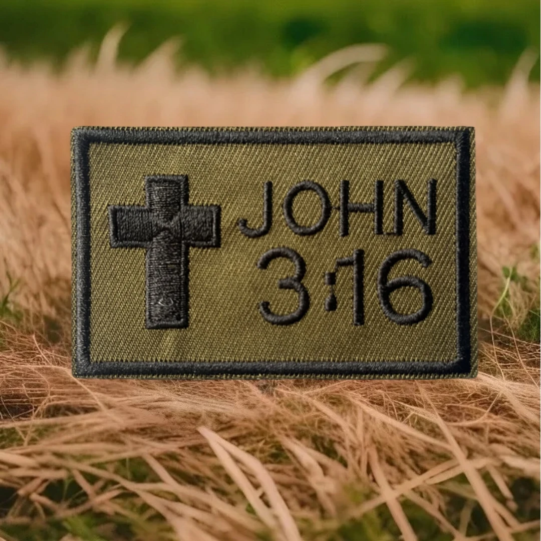 Parche John 3:16, insignia de moral táctica, Biblia cristiana, emblema de Jesús y Dios, pegatina para mochila, parches bordados con gancho para ropa - imagen 2