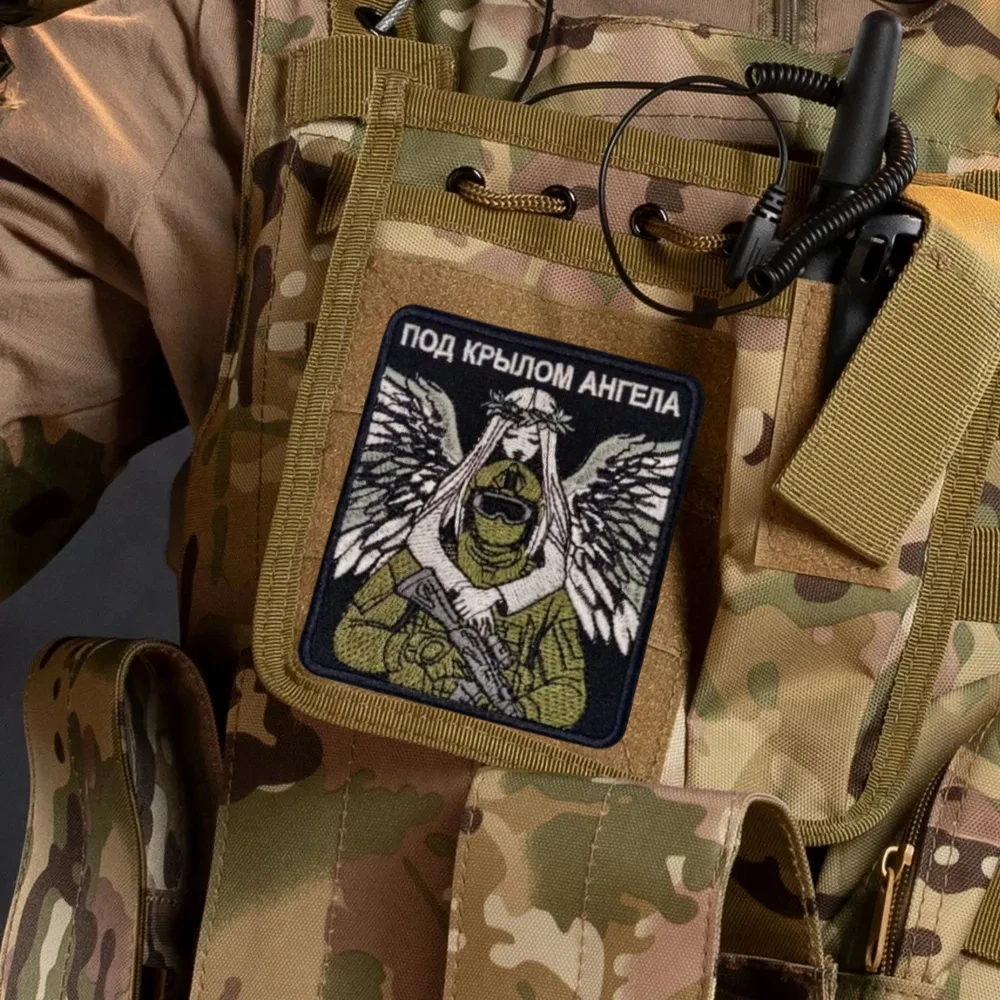 Parches de insignia de moral Chevron "under Angel Wings", brazalete táctico, parches de gancho bordados para ropa, pegatinas para mochila - imagen 5
