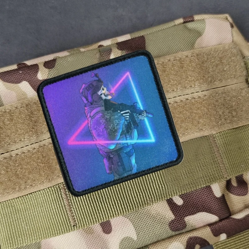 Parches tácticos "Born for War", esqueleto de soldado con pistola, insignia de moral, gancho y bucle, brazalete estampado militar, pegatinas para mochila - imagen 2