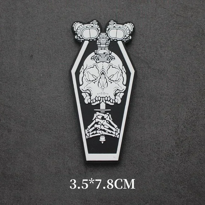 Emblema luminoso de calavera Projektmonark, insignia de Moral de PVC transparente, banda para el brazo con gancho y bucle, parches tácticos, pegatina para casco - imagen 4