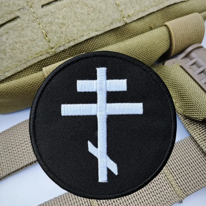 Parche bordado de cruz ortodoxa rusa, chaleco táctico, gancho y bucle, sombrero, insignia de moral, pegatinas para mochila, parches para brazalete para ropa - imagen 4