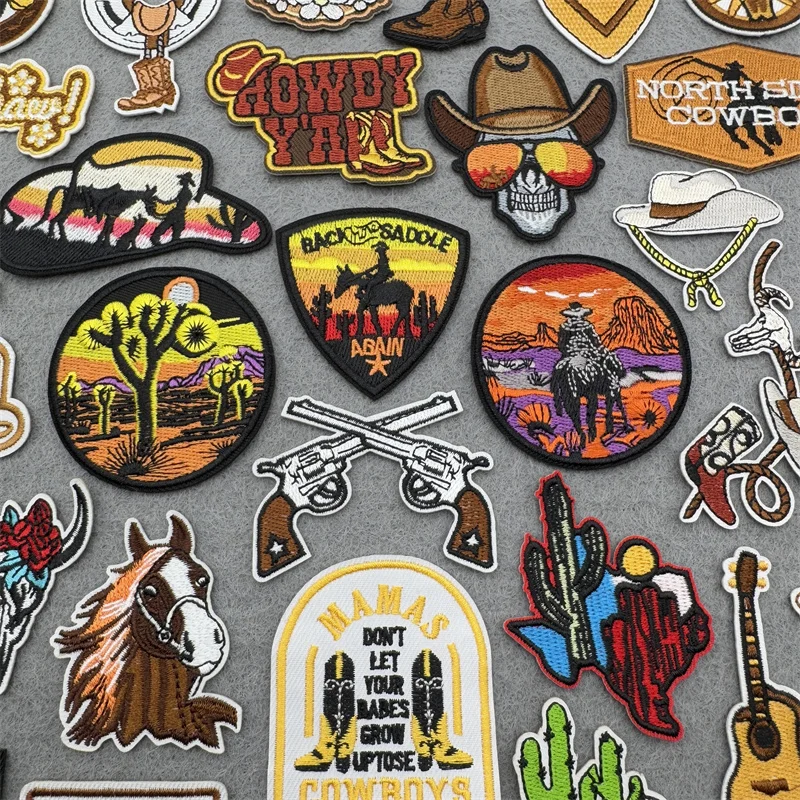 Parches bordados western vaquero para coser o planchar