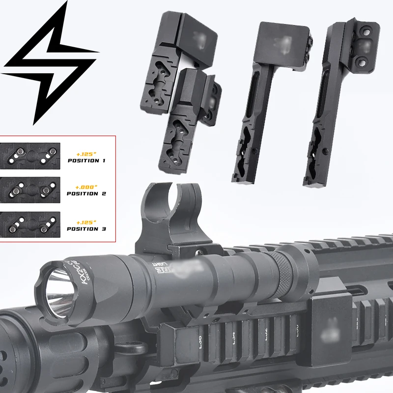 Base de montaje para linterna táctica CNC de Metal SF M300 M600 Scoutlight soporte fijo montaje compensado de aluminio compatible con sistema de riel MLOK/KEYMOD