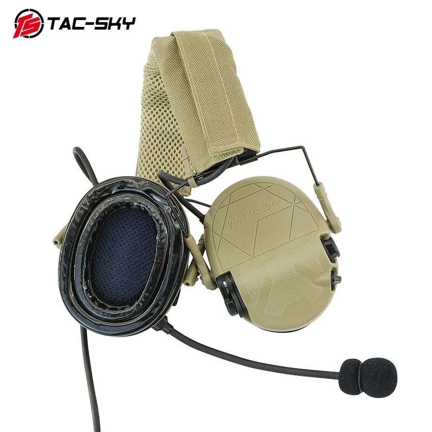 TS TAC-SKY TAC-301 Auriculares tácticos de protección auditiva para tiro electrónico de caza, auriculares de silicona con micrófono con PTT V2 de 2 pines - imagen 5
