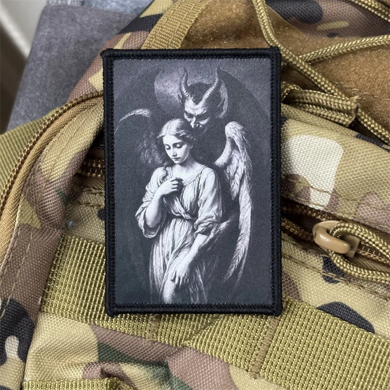 Parche táctico impreso "ángeles y demonios", insignia de moral militar, parches con gancho, ropa, mochila, accesorios, pegatinas - imagen 2