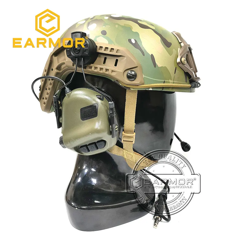 EARMOR-auriculares tácticos militares M32H MOD3, conjunto de adaptador de riel RAC, cancelación de ruido, comunicación de aviación, Softair - imagen 3