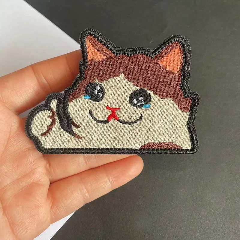 Gato fantasma luminoso, pegatinas de tela de dibujos animados, parches bordados con gancho y bucle, insignia táctica que brilla en la oscuridad para mochila, ropa - imagen 5