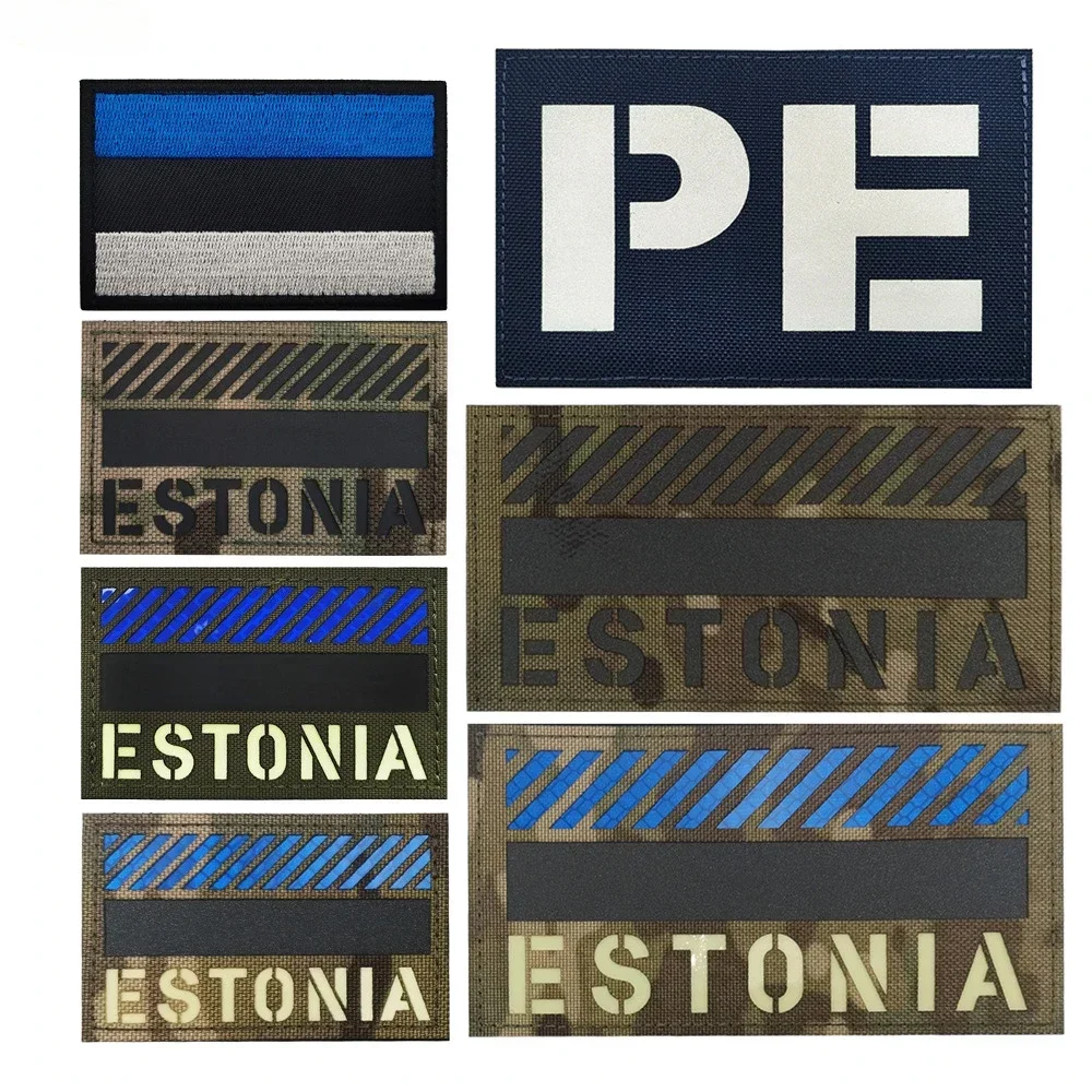 Parche IR reflectante bandera Estonia – Táctico gancho y bucle