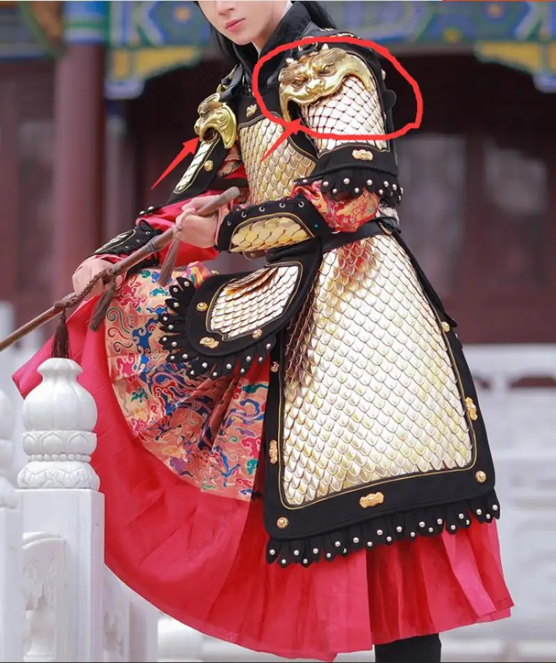 Armadura china, accesorios de armadura, accesorios de armadura para golosear el vientre y los hombros, armadura de cabeza de tigre y cabeza de dragón - imagen 4